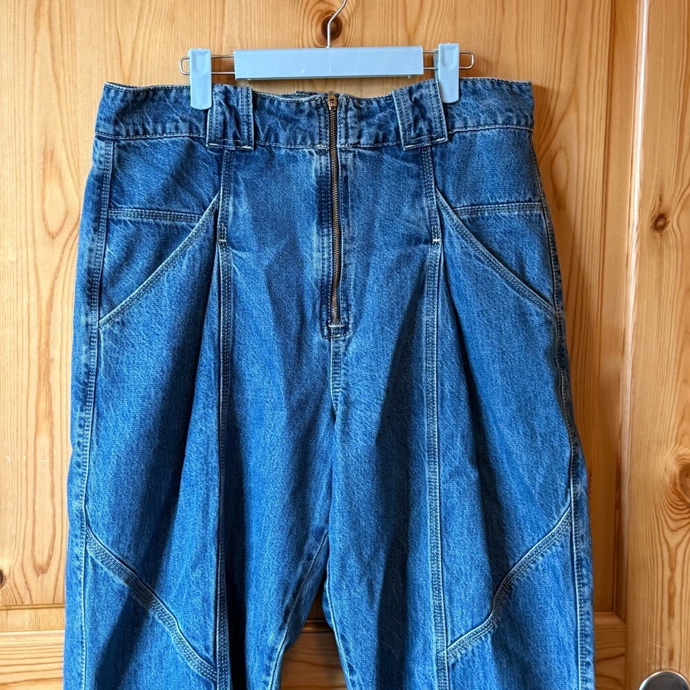 M Jeans Maurices Barrel Leg High Rise Distressed Denim Size 16 Short 35 x 27 - Picture 2 of 15